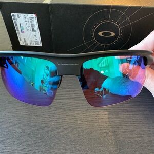 Oakley Black Bisphaera Sunglasses with Blue Lenses